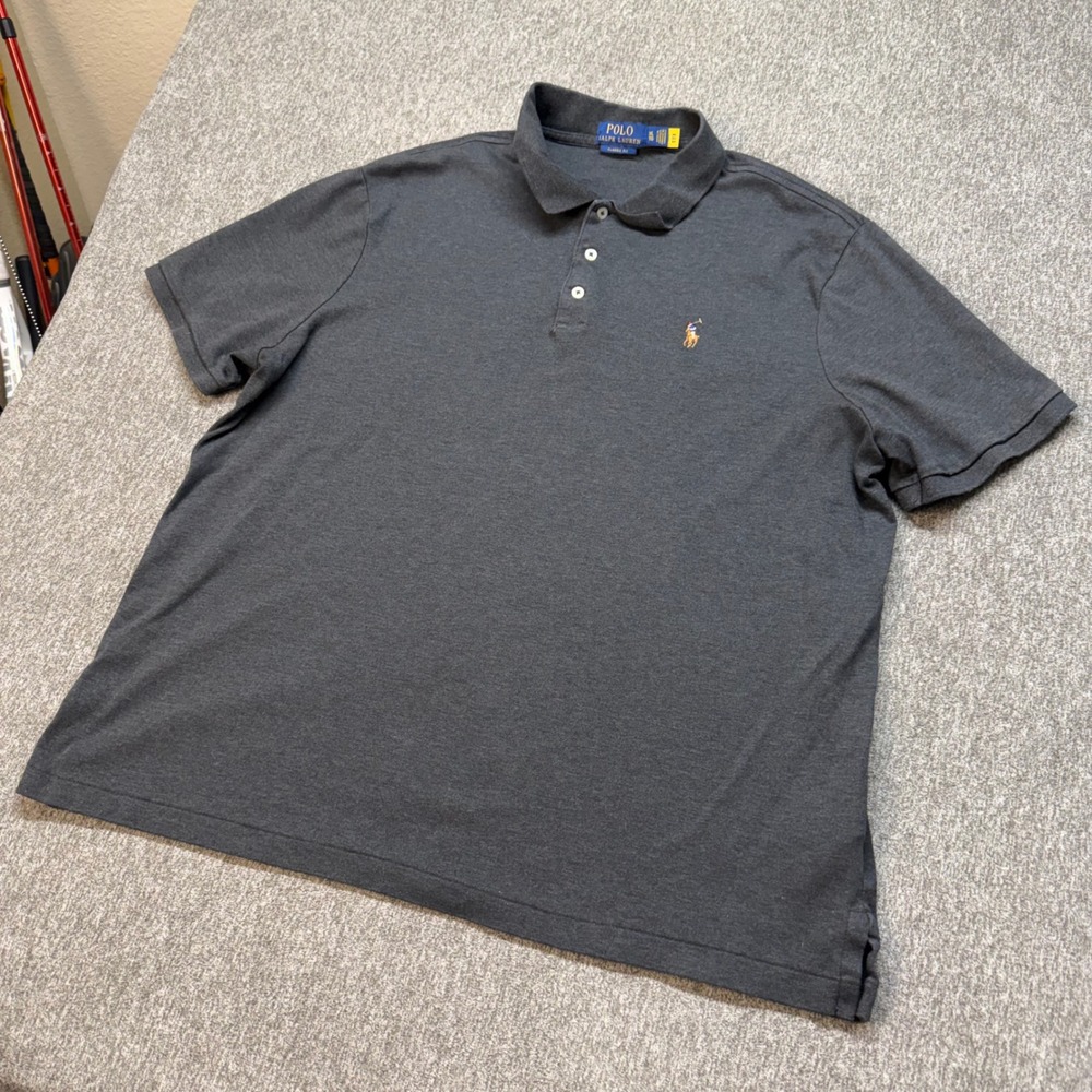 Polo Ralph Lauren Mens XL Classic Fit Charcoal Grey Short Sleeve Polo Shirt 000